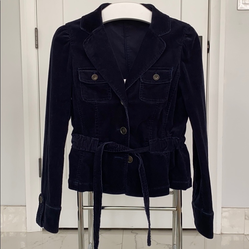 LOFT Dark Blue Blazer with Belted Waist